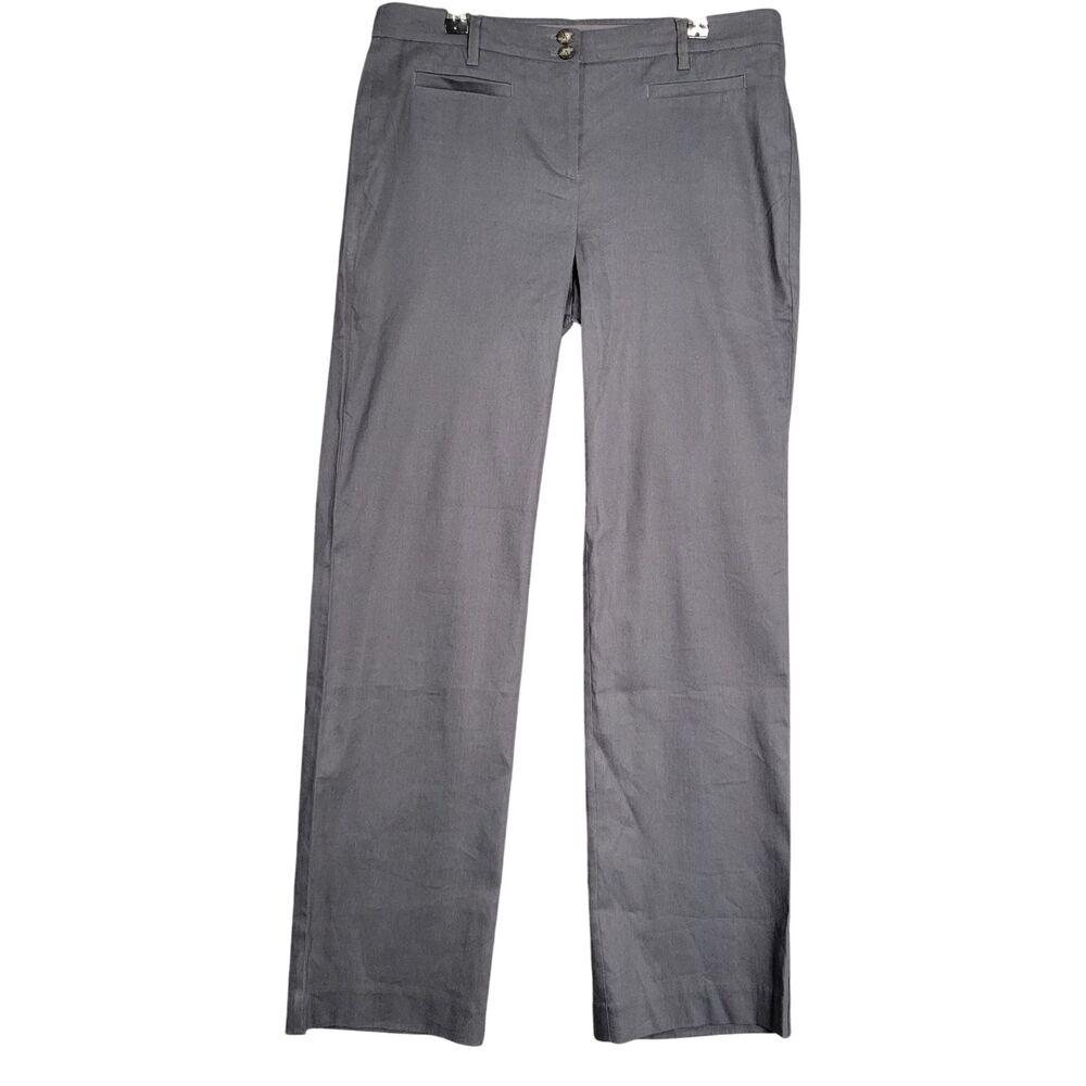 J JILL Linen Stretch Gray Straight Leg Mid Rise Chino Dress Pants Career SIZE 8